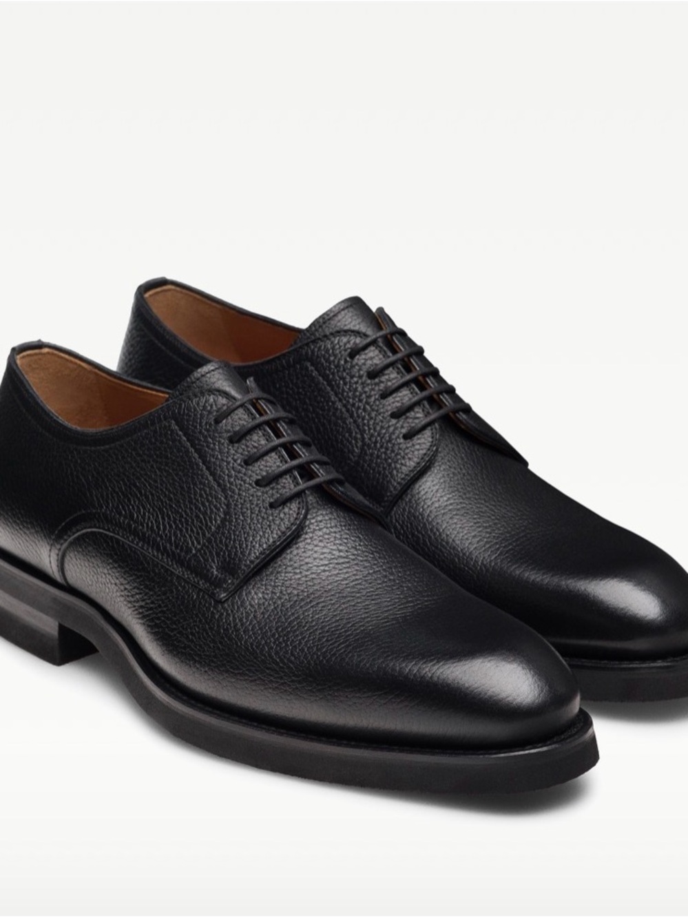 Magnanni $625 Classic Tumbled Black Leather Derby Shoes for Men